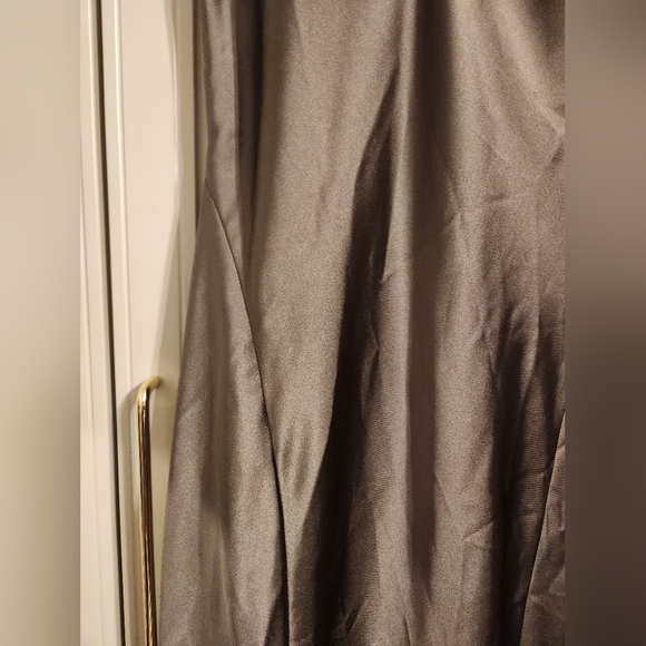 Zara Gray Satin Slip Maxi Dress with Open Back and Spaghetti Straps BNWT - Picture 9 of 13